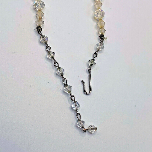 Vintage Aurora Borealis Glass Crystal Beaded Necklace Faceted Graduated AB 18" - Picture 5 of 8